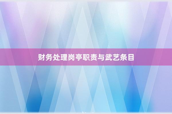 财务处理岗亭职责与武艺条目